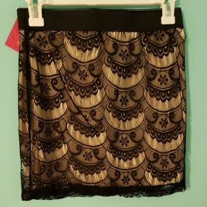 Xhilaration black scallop lace mini skirt size S